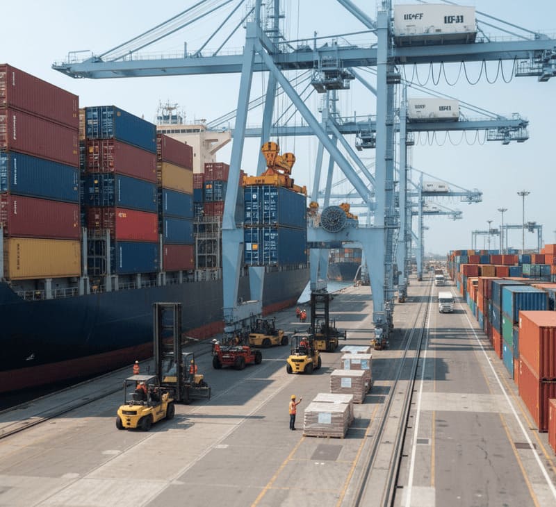 40ft shipping container being loaded