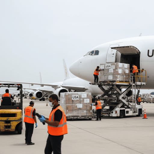 Express cargo plane being loaded in China