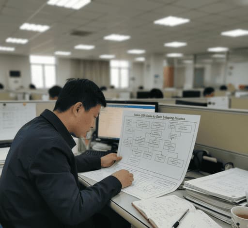 Illustration of door-to-door shipping process